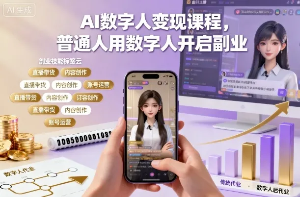 AI数字人变现课程，普通人用数字人开启副业-趣酷猫资源网