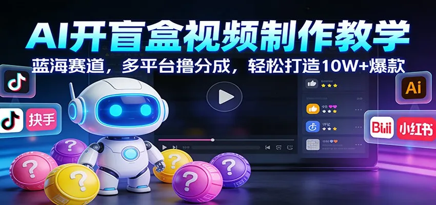 AI开盲盒视频制作教学：蓝海赛道，多平台撸分成，轻松打造10W+爆款-趣酷猫资源网