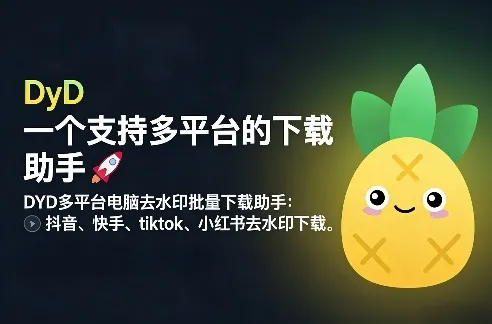DYD多平台电脑去水印批量下载助手：抖音、快手、tiktok、小红书去水印下载-趣酷猫资源网