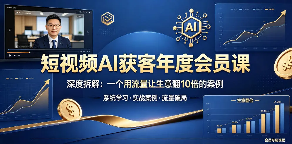 短视频AI获客年度会员课，深度拆解，一个用流量让生意翻10倍的案例_趣客盟