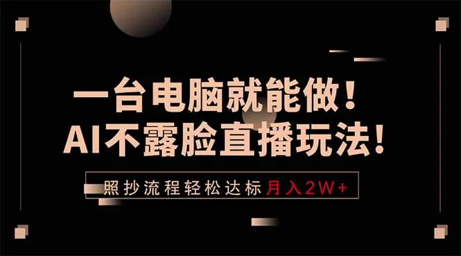 一台电脑就能做！AI不露脸直播玩法，照抄流程轻松达标月入2W+_趣客盟