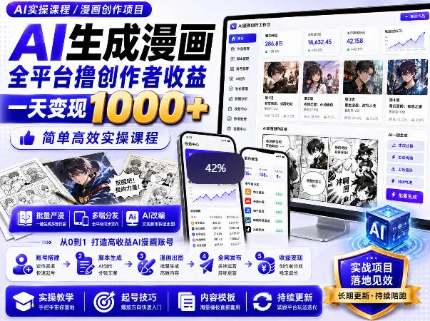 AI生成漫画全平台收益攻略：实操教学，日入千元变现秘籍！ - 趣客盟