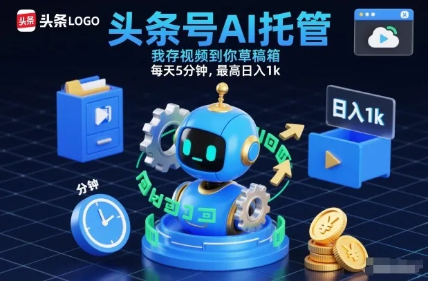 头条号AI托管，我存视频到你草稿箱，每天5分钟，最高日入1k【揭秘】-趣酷猫资源网