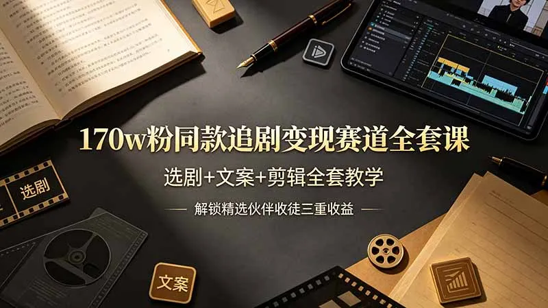 《爆款剧选+文案创作+剪辑技巧》170万粉丝博主同款变现课程,全套教学解锁,精选伙伴收徒享三重收益攻略_趣客盟