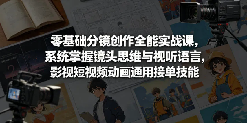 零基础分镜创作全能实战课，系统掌握镜头思维与视听语言，影视短视频动画通用接单技能_趣客盟
