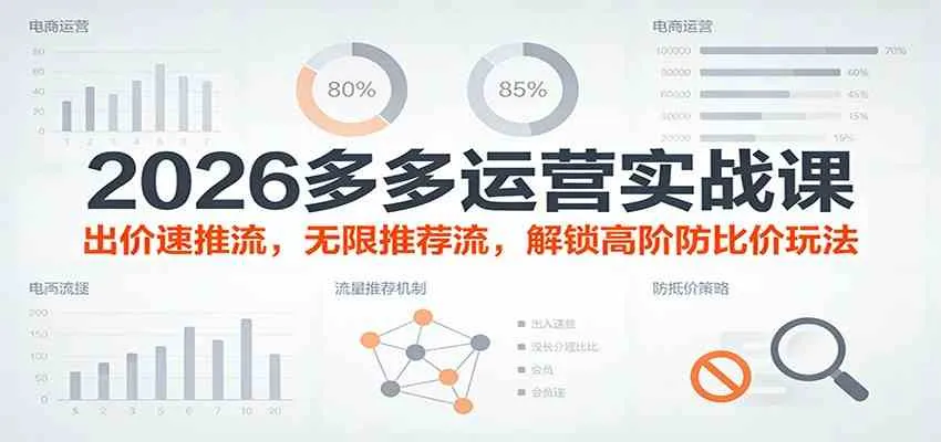 2026多多运营实战课：出价速推流，无限推荐流，解锁高阶防比价玩法（更新）-趣酷猫资源网