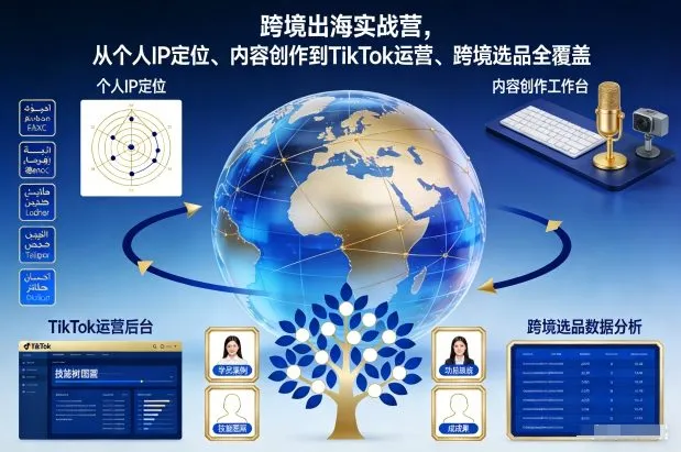 跨境出海实战营，从个人IP定位、内容创作到TikTok运营、跨境选品全覆盖-趣酷猫资源网