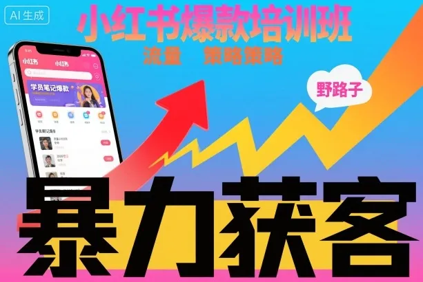 小红书爆款培训班，小红书获客野路子流量打法，暴力持续获客-趣酷猫资源网