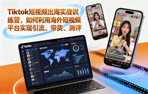 Tiktok短视频出海实战训练营，如何利用海外短视频平台实现引流、带货、测评-趣酷猫资源网
