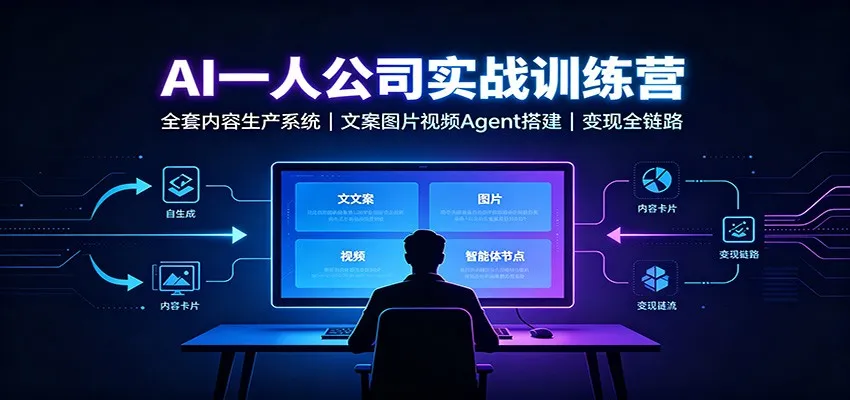 AI赋能一人公司实战营：全流程内容生产系统，文案、图片、视频Agent构建与变现攻略 - 趣客盟