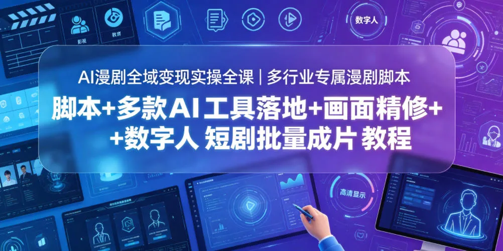 AI漫剧全域变现实操全课｜多行业专属漫剧脚本+多款AI工具落地+画面精修+数字人短剧批量成片全教程_趣客盟