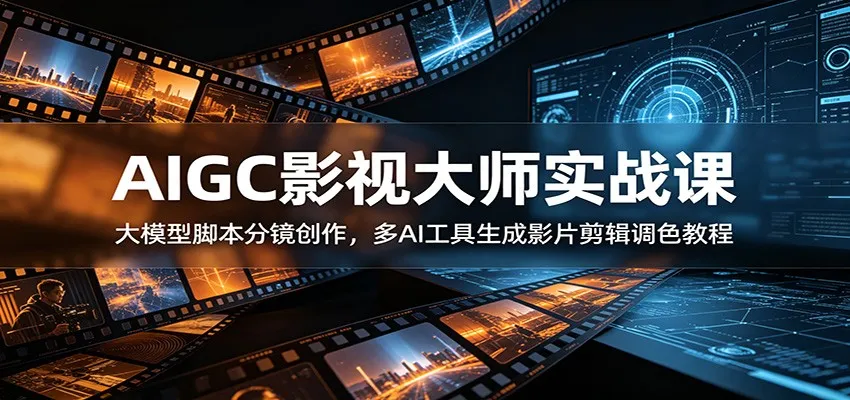 AIGC影视创作实战：大模型脚本与分镜，AI工具辅助影片剪辑与调色全教程_趣客盟