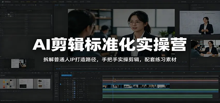 AI剪辑标准化实操营：拆解普通人IP打造路径，手把手实操剪辑，配套练习素材_趣客盟