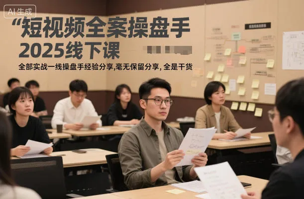 短视频全案操盘手2025线下课，全部实战一线操盘手经验分享，毫无保留分享，全是干货-趣酷猫资源网