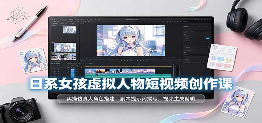 日系女孩虚拟人物制作教程:实战演练人设搭建、剧本提示词写作、视频剪辑与生成技巧 - 趣客盟
