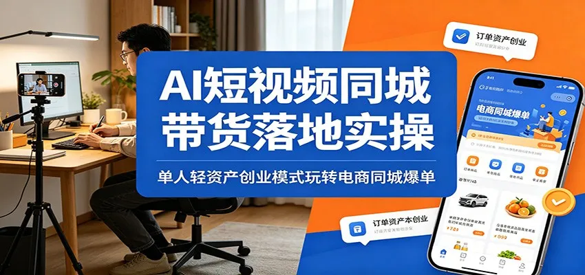 AI短视频同城带货落地实操：单人轻资产创业模式玩转电商同城爆单_趣客盟