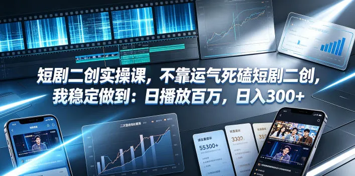 短剧二创实操攻略：告别运气，日播百万，日赚300+必学技巧_趣客盟
