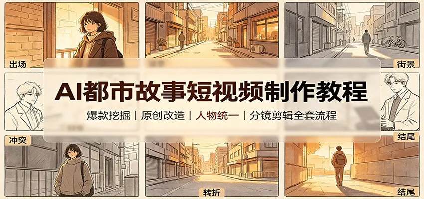 AI都市故事短视频制作教程:爆款挖掘原创改造,人物统一分镜剪辑全套流程 AI都市故事短视频制作教程:爆款挖掘原创改造,人物统一分镜剪辑全套流程