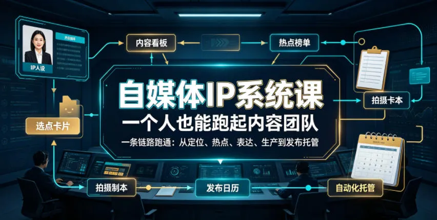 自媒体IP系统课：打造个人内容团队，一站式从定位到发布托管，高效内容生产链路指南_趣客盟
