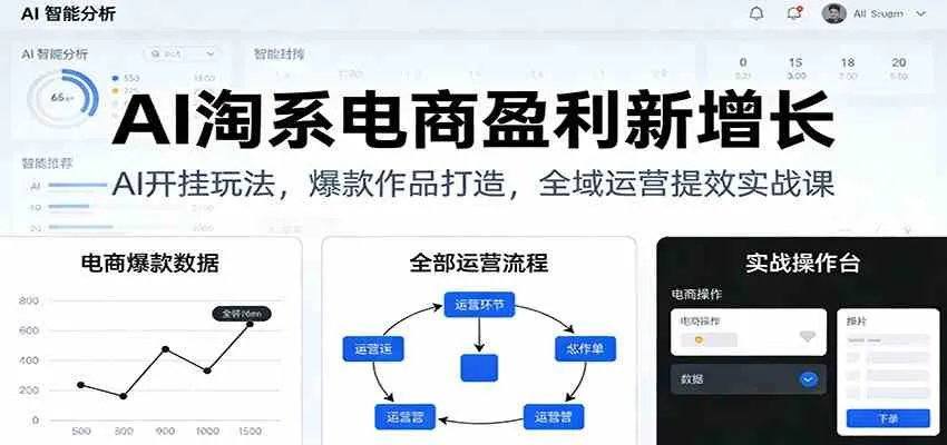 AI淘系电商盈利新增长，AI开挂玩法，爆款作品打造，全域运营提效实战课-趣酷猫资源网