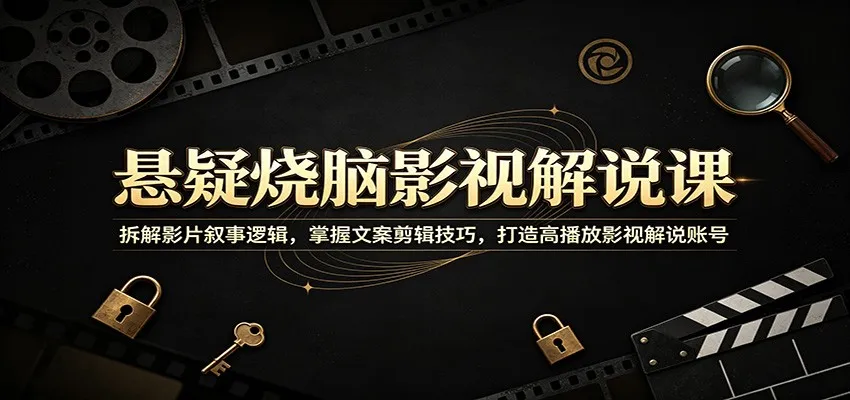 悬疑烧脑影视解说课：拆解影片叙事逻辑，掌握文案剪辑技巧，打造高播放影视解说账号_趣客盟