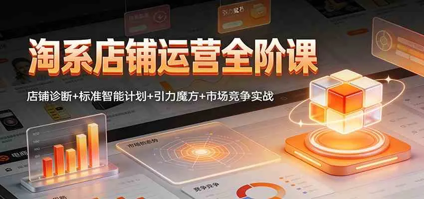 淘系店铺运营全阶课：店铺诊断+标准智能计划+引力魔方+市场竞争实战-趣酷猫资源网