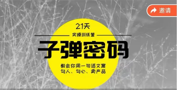 《子弹密码训练营》-用一句话文案勾人勾心卖产品，21天学到顶尖文案大师策略和技巧-趣酷猫资源网