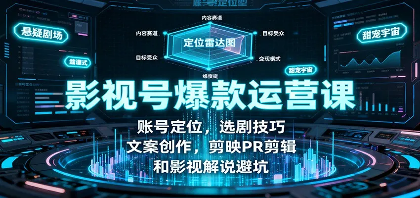 影视号爆款运营课：账号定位，选剧技巧，文案创作，剪映PR剪辑和影视解说避坑-趣酷猫资源网