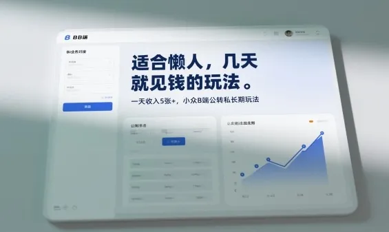 适合懒人，几天就见钱的玩法，一天收入5张+，小众B端公转私长期玩法-趣酷猫资源网