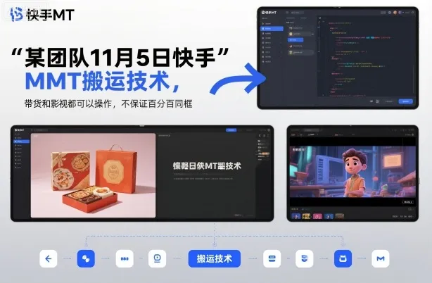 某团队11月5日快手MT搬运技术，带货和影视都可以操作，不保证百分百同框，自测-趣酷猫资源网