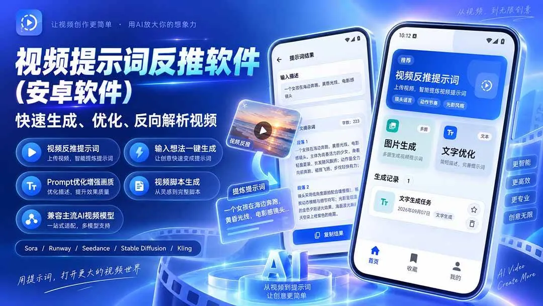 (20301期)视频提示词反推软件(安卓软件),快速生成、优化、反向解析视频 (20301期)视频提示词反推软件(安卓软件),快速生成、优化、反向解析视频