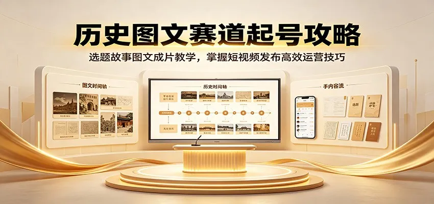 短视频历史图文运营攻略：选题+故事图文制作教程，短视频发布与高效运营技巧详解_趣客盟