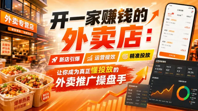 外卖店盈利攻略：新店引爆·运营提速·精准营销，助你成为外卖推广投放高手 - 趣客盟