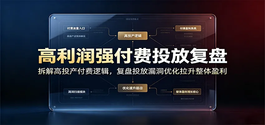 高利润付费投放深度复盘：揭秘高回报付费策略，挖掘投放漏洞优化提升盈利能力_趣客盟