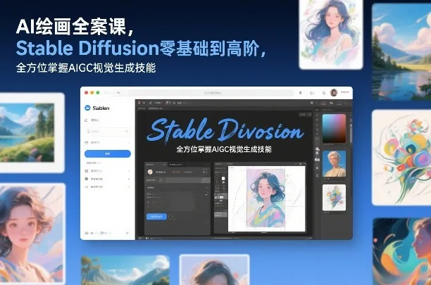 AI绘画全案课，Stable Diffusion零基础到高阶，全方位掌握AIGC视觉生成技能-趣酷猫资源网
