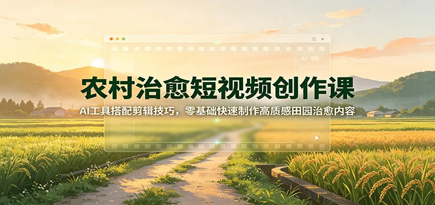 AI赋能农村治愈短视频:零基础学剪辑,轻松打造高品质田园治愈内容教程 - 趣客盟