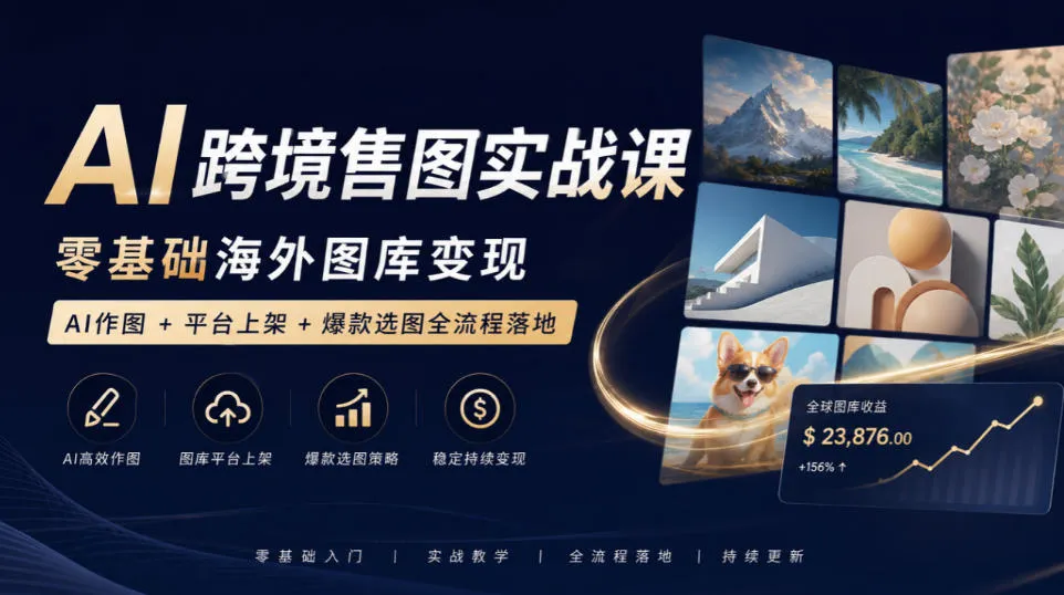 AI跨境图库变现实战指南:零基础掌握AI作图、平台上架与爆款选图全流程 - 趣客盟