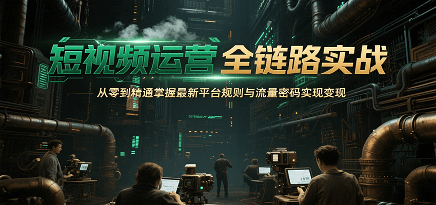 短视频运营全链路实战，从零到精通掌握最新平台规则与流量密码实现变现-趣酷猫资源网