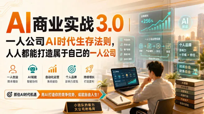 AI商业实战3.0：揭秘一人公司AI生存之道，教你轻松打造个人品牌帝国 - 趣客盟