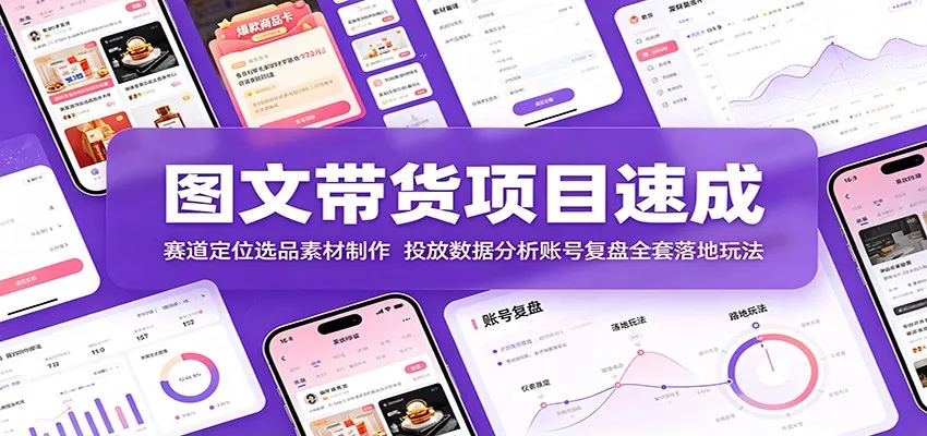 图文带货项目速成指南：定位、选品、素材制作、投放分析及账号复盘全流程SEO落地策略_趣客盟