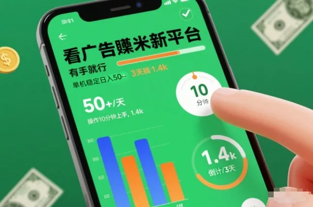 看广告賺米新平台，有手就行，单机稳定日入50+，操作10分钟上手，3天搞了1.4k【揭秘】-趣酷猫资源网