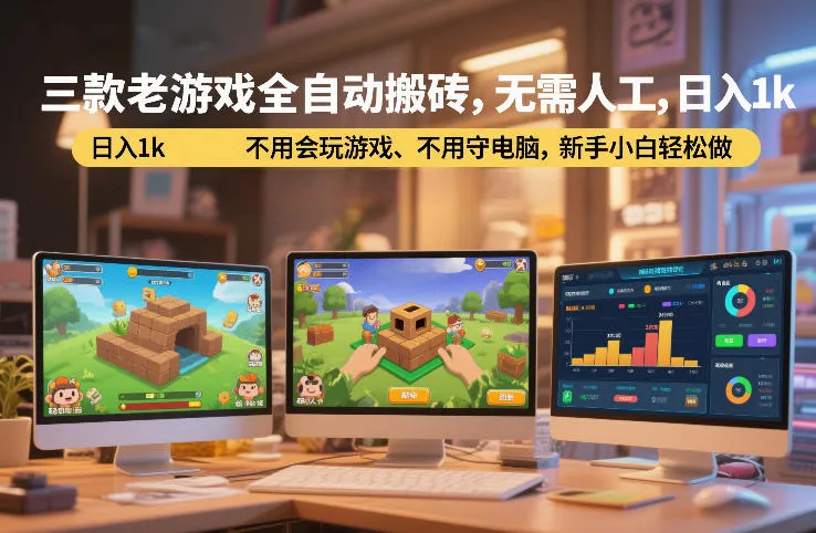 三款老游戏全自动搬砖，无需人工，日入1k，不用会玩游戏、不用守电脑，新手小白轻松做【揭秘】-趣酷猫资源网