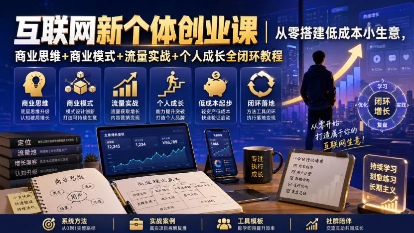 互联网新个体创业攻略：零成本起步，商业思维+模式+流量实战+个人成长全链路教程 - 趣客盟