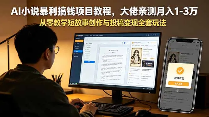 AI小说暴利搞钱项目教程，大佬亲测月入1-3万，从零教学短故事创作与投稿变现全套玩法_趣客盟