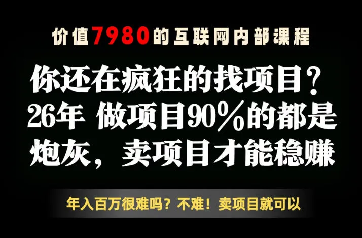 26年请不要疯狂的找项目了,卖项目远比你想象的暴利,你也可以月入10W+【揭秘】 26年请不要疯狂的找项目了,卖项目远比你想象的暴利,你也可以月入10W+【揭秘】