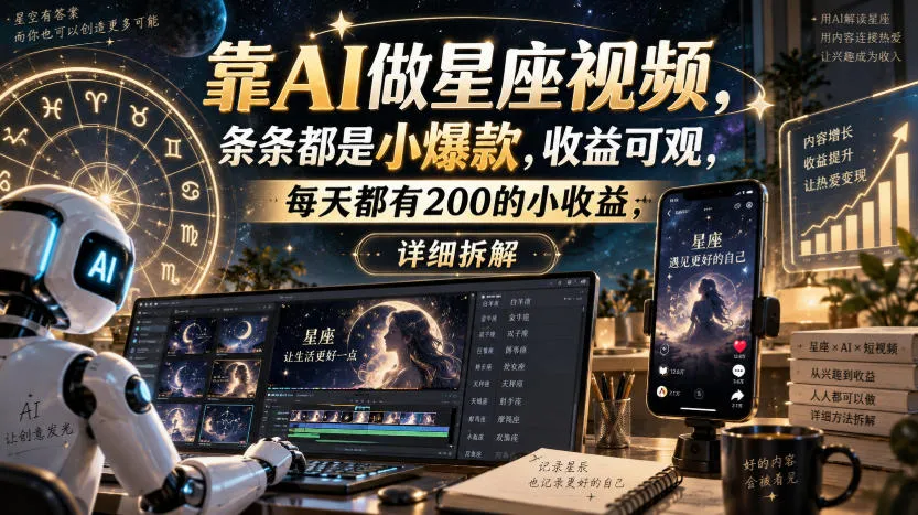 AI助力星座视频制作，日赚200，爆款频出，收益可观详解 - 趣客盟
