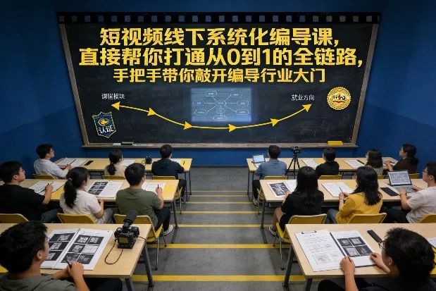 短视频线下系统化编导课，直接帮你打通从0到1的全链路，手把手带你敲开编导行业大门-趣酷猫资源网