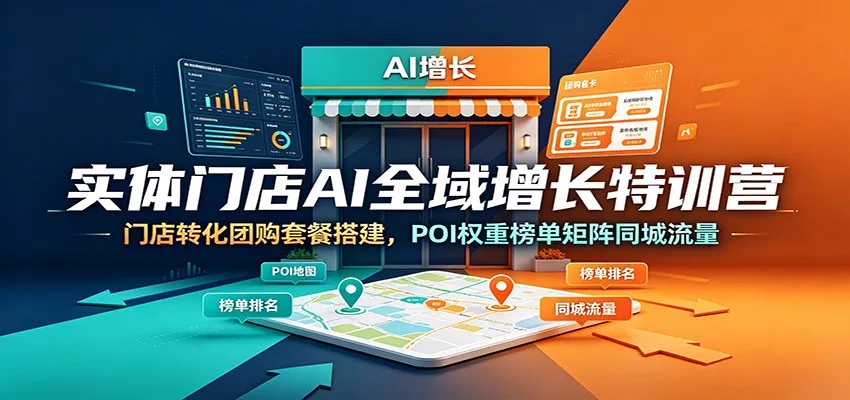 AI赋能实体门店全域增长特训营：打造团购套餐转化矩阵，提升POI权重与同城流量效益_趣客盟