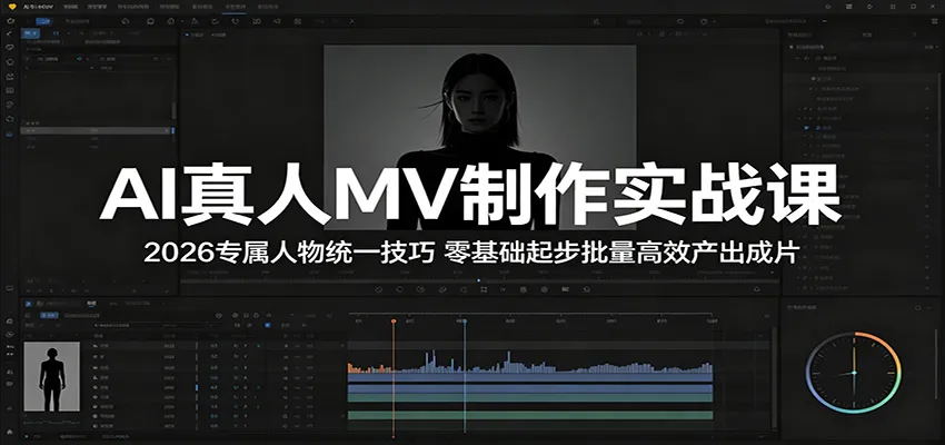AI真人MV制作实战课：2026专属人物统一技巧，零基础起步批量高效产出成片_趣客盟