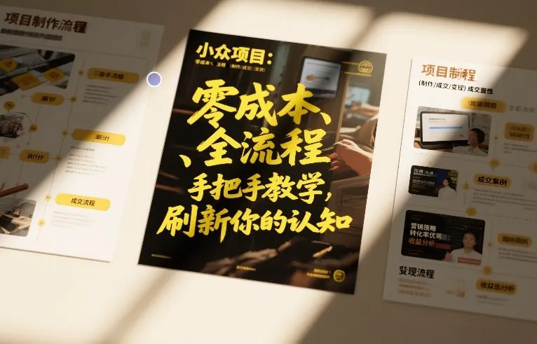 小众项目：零成本、全流程（制作-成交-变现）手把手教学，刷新你的认知-趣酷猫资源网